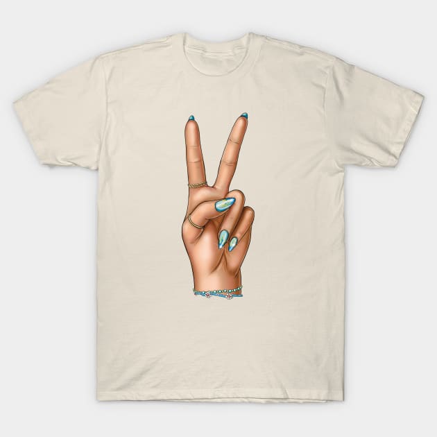 Peace Sign Hands T-Shirt by jennyalamode